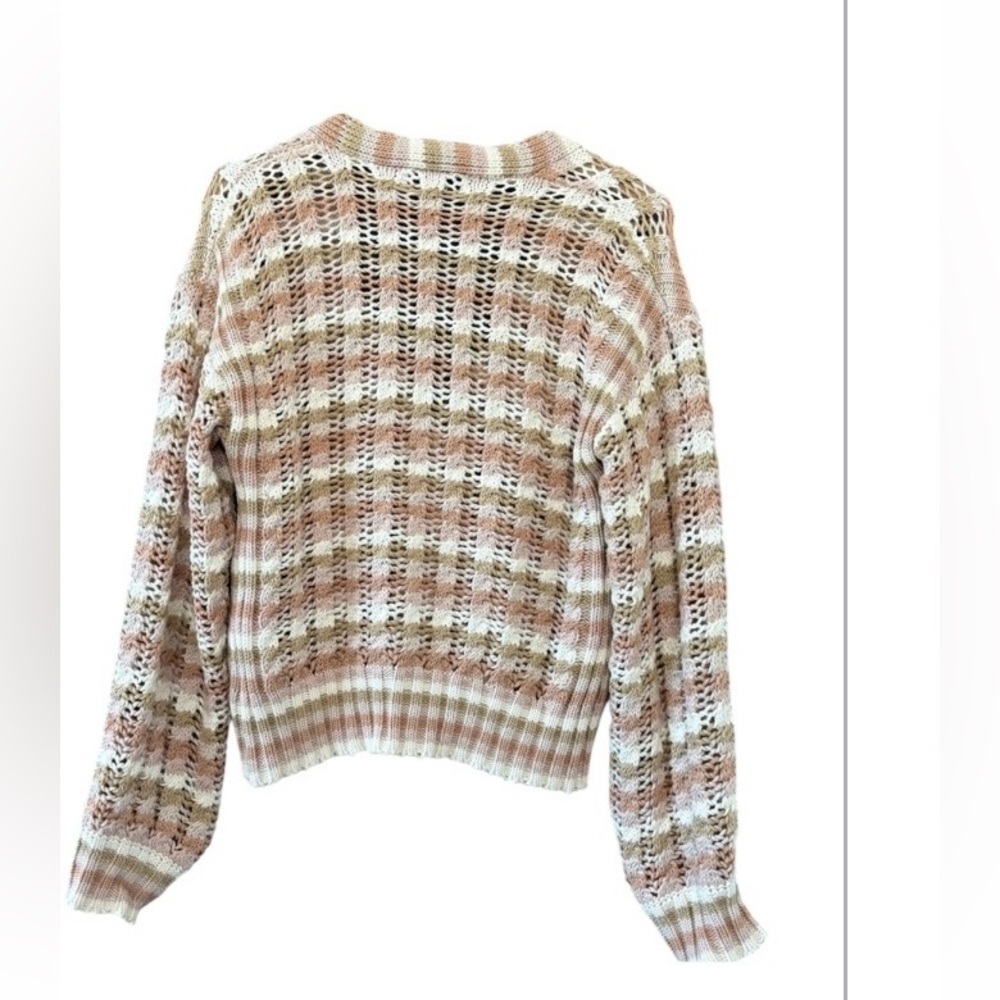 Evereve John + Jenn Julianna Stripe Cardigan Beige Pink White - Picture 4 of 4